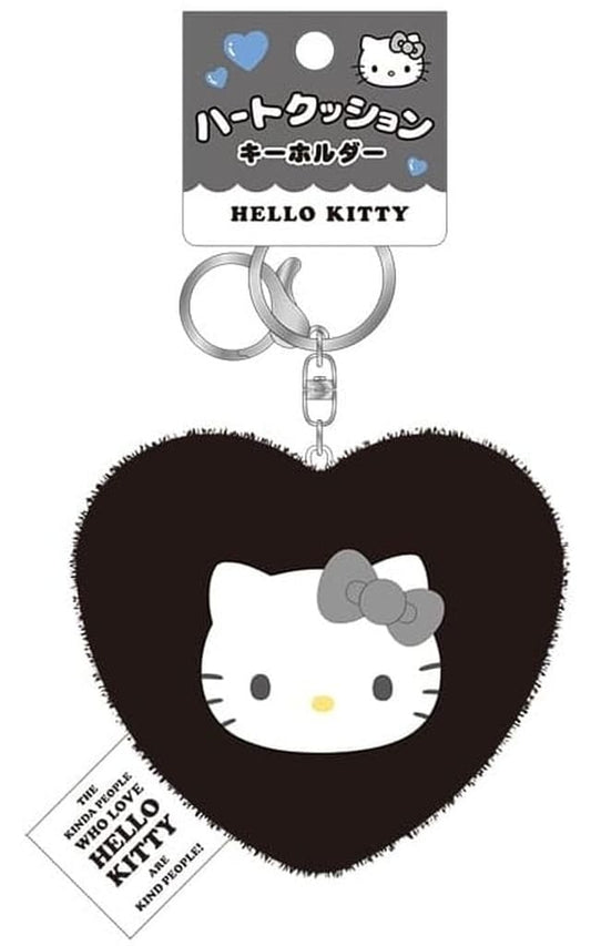 Sanrio Characters Hello Kitty Black Heart Cushion Keychain Plush - Kurax