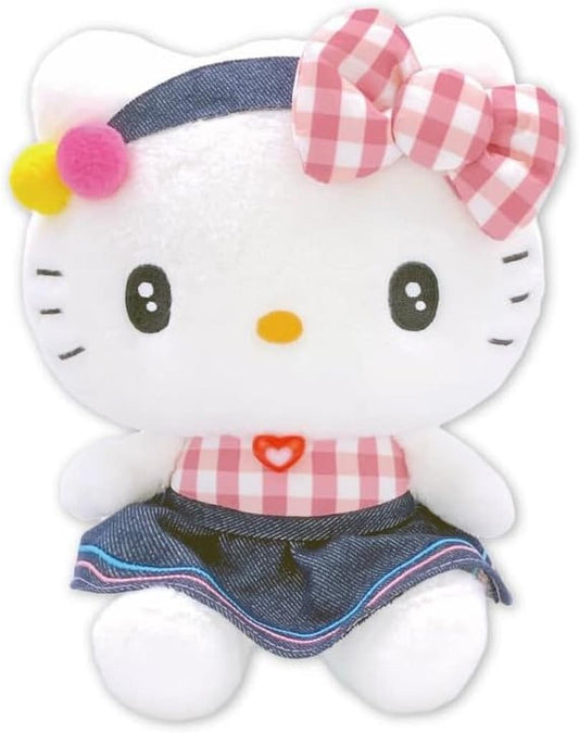 Hello Kitty Gingham Denim Plush (S) Sanrio Characters Plush - Nakajima Corporation