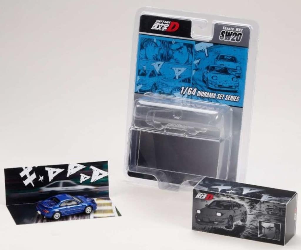 Initial D Kai Kogashiwa & Takumi Fujiwara Toyota MR2 (SW20) 1/64 Scale Diecast Model Car & Diorama Set - Hobby Japan
