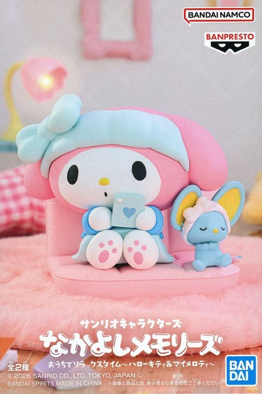 Sanrio Characters Hello Kitty My Melody Nakayoshi Memories Relaxing at Home Figure Set Banpresto (Pre-owned)