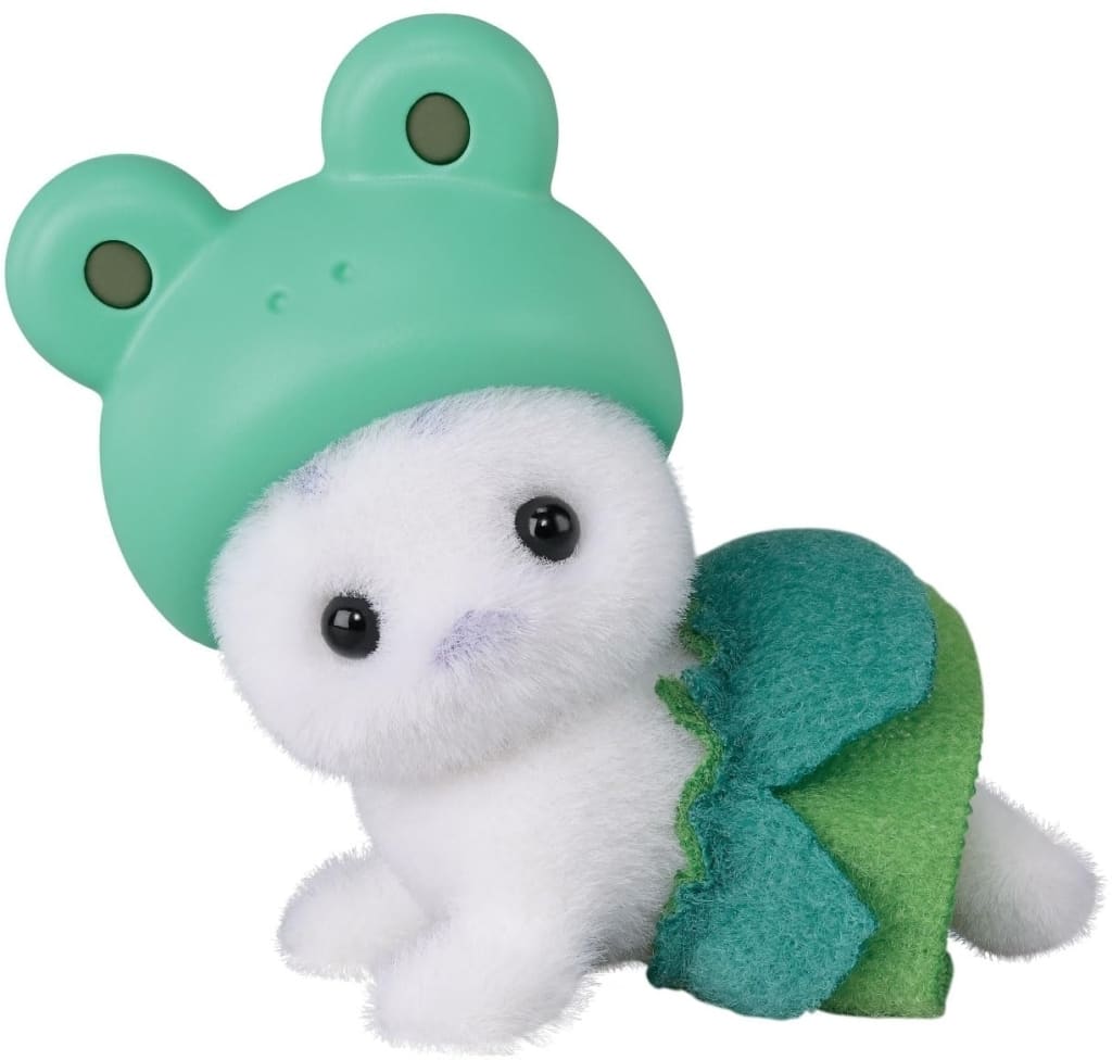 Sylvanian Family Baby Seal (Crawling) with Frog Hat Baby Collection - Baby Fairy Forest Friends Series Figure