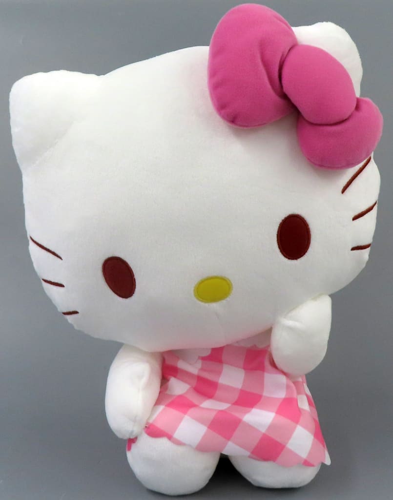 Hello Kitty Plush Large Pink Check Ver. Sanrio Characters Plush (Approx. 39cm) - SEGA