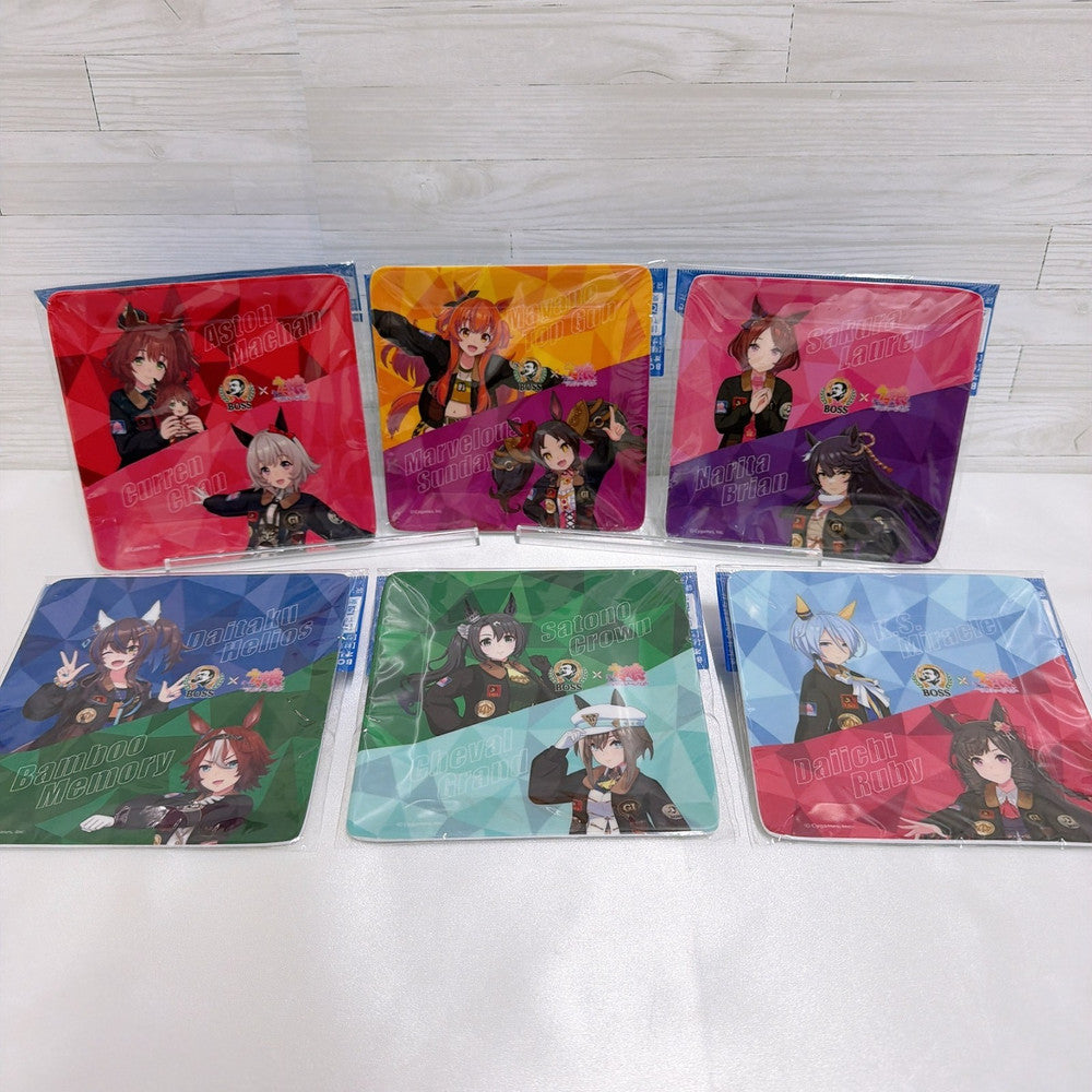 Umamusume Pretty Derby x BOSS Coffee Collab Original Plate Complete 6-Piece Set (Sealed)