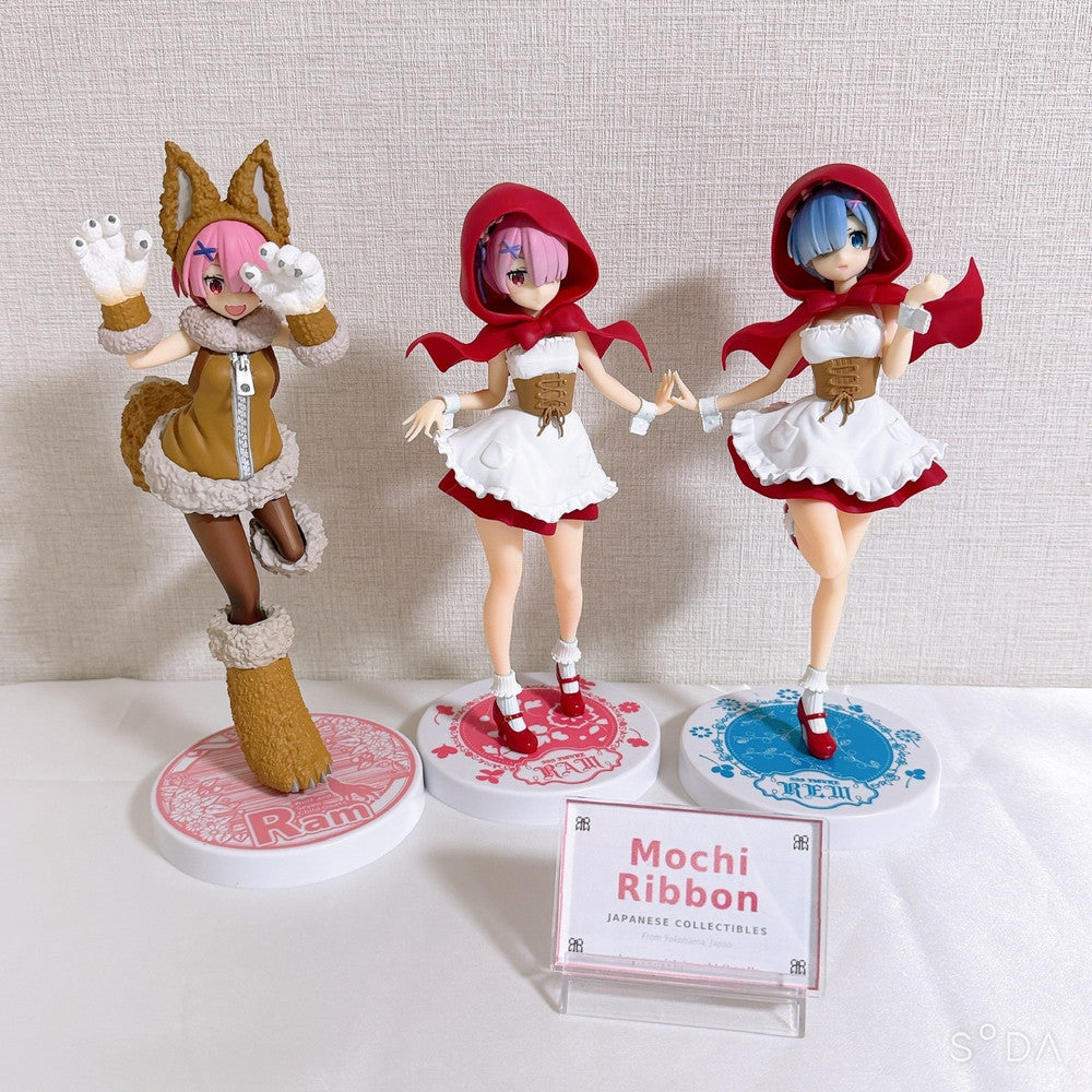 Re:Zero Ram & Rem SSS Figure 3-Piece Set - Fairy Tale Red Hood Series (FuRyu Prize)
