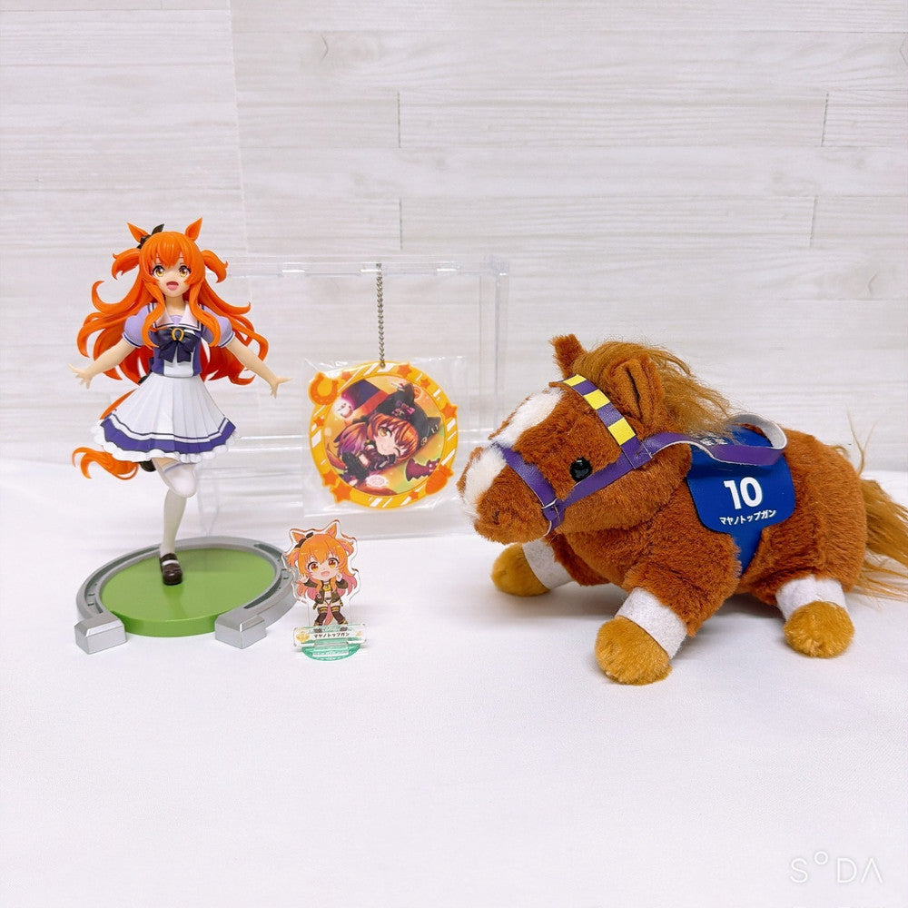 Mayano Top Gun 4-Item Set - Umamusume Pretty Derby Banpresto Figure, Plush, Acrylic Stand & Rubber Charm