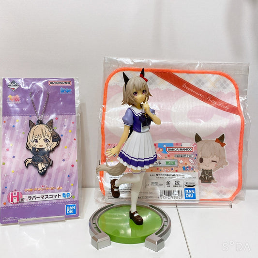 Curren Chan 3-Piece Figure, Rubber Mascot & Mini Towel Set - Umamusume Pretty Derby (Used)