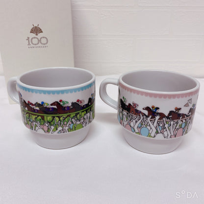 Kyoto Racecourse 100th Anniversary Arita Porcelain Mug Cup Set - Triple Crown Horse Design (Limited 100 Sets)