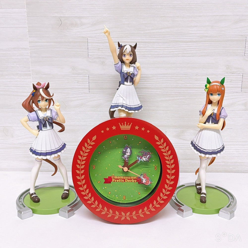 Special Week, Silence Suzuka & Tokai Teio Figure and Clock Set - Umamusume Pretty Derby, Used Excellent Condition