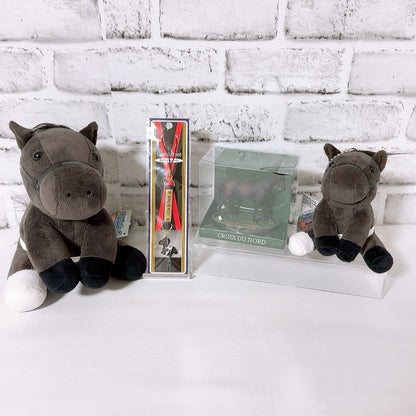 Croix du Nord 4-Item Set - Idol Horse Plush (M & S), Horse Figure & Strap - 2025 Japanese Derby