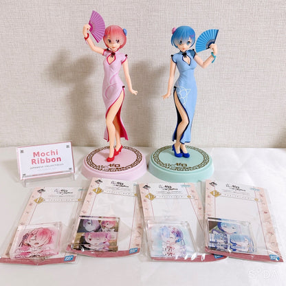 Re:Zero Ram & Rem Dragon-Dress Premium Figure Set with Acrylic Keychains - Sega 7 Items