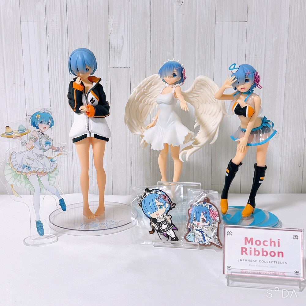 Re:Zero Rem Figure Acrylic Stand Rubber Strap 6-Piece Set - Taito Precious / Sega / Ichiban Kuji