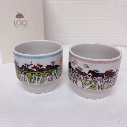 Kyoto Racecourse 100th Anniversary Arita Porcelain Mug Cup Set - Triple Crown Horse Design (Limited 100 Sets)