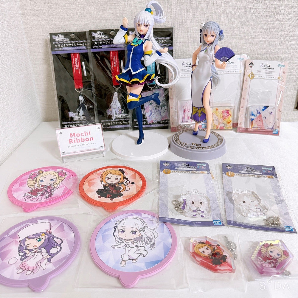 Re:ZERO Bulk Set - Figures, Acrylic Charms, Keychains and Coasters 15pcs