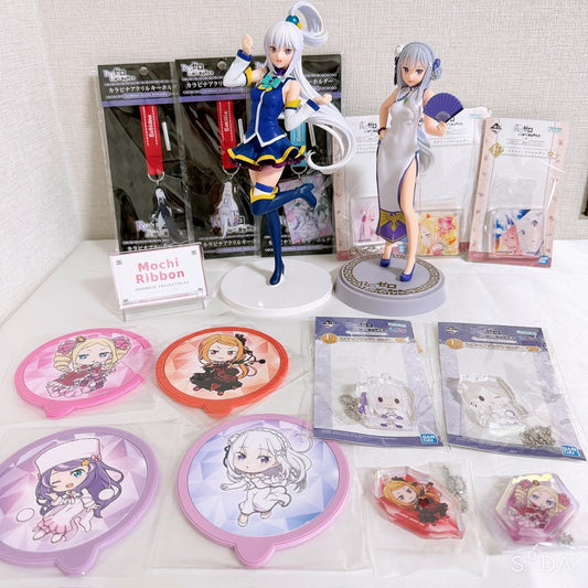 Re:ZERO Bulk Set - Figures, Acrylic Charms, Keychains and Coasters 15pcs