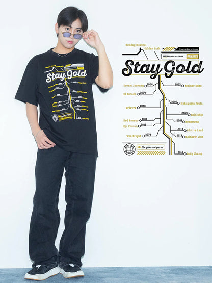 Stay Gold T-Shirt B (Black) - Brand New - Official JRA Racehorse Apparel - S/M/L/XL/XXL