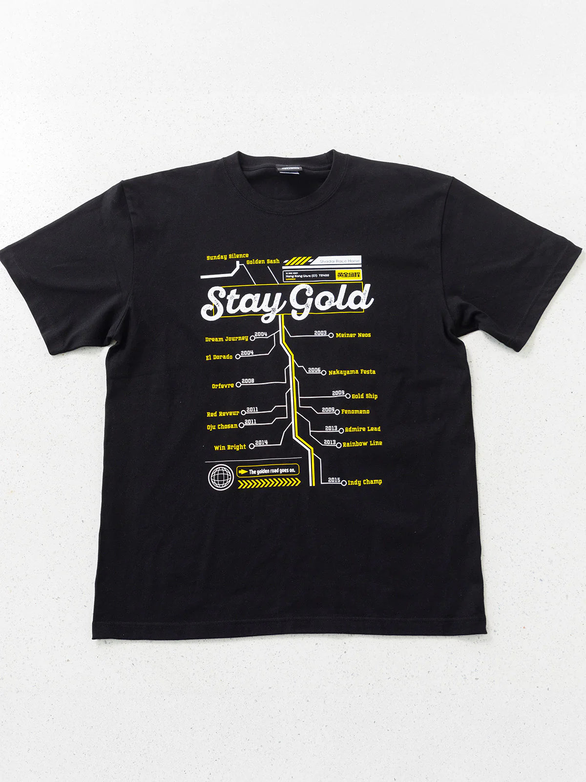 Stay Gold T-Shirt B (Black) - Brand New - Official JRA Racehorse Apparel - S/M/L/XL/XXL
