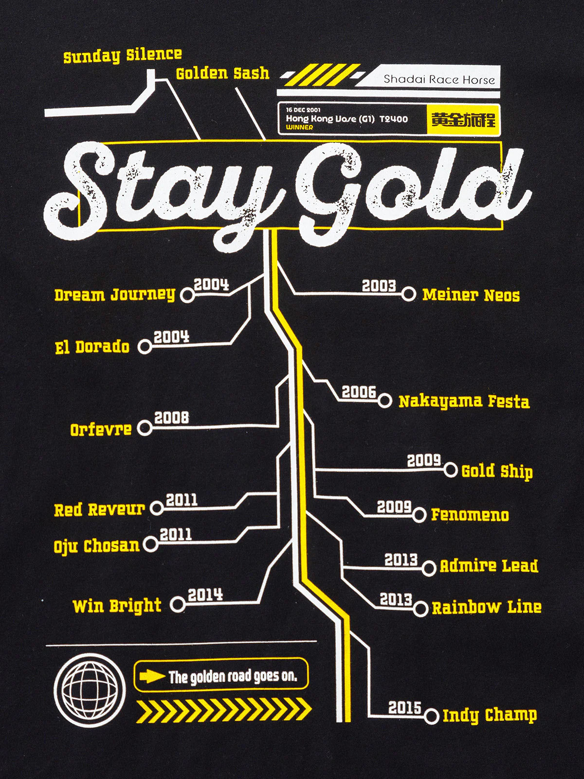 Stay Gold T-Shirt B (Black) - Brand New - Official JRA Racehorse Apparel - S/M/L/XL/XXL