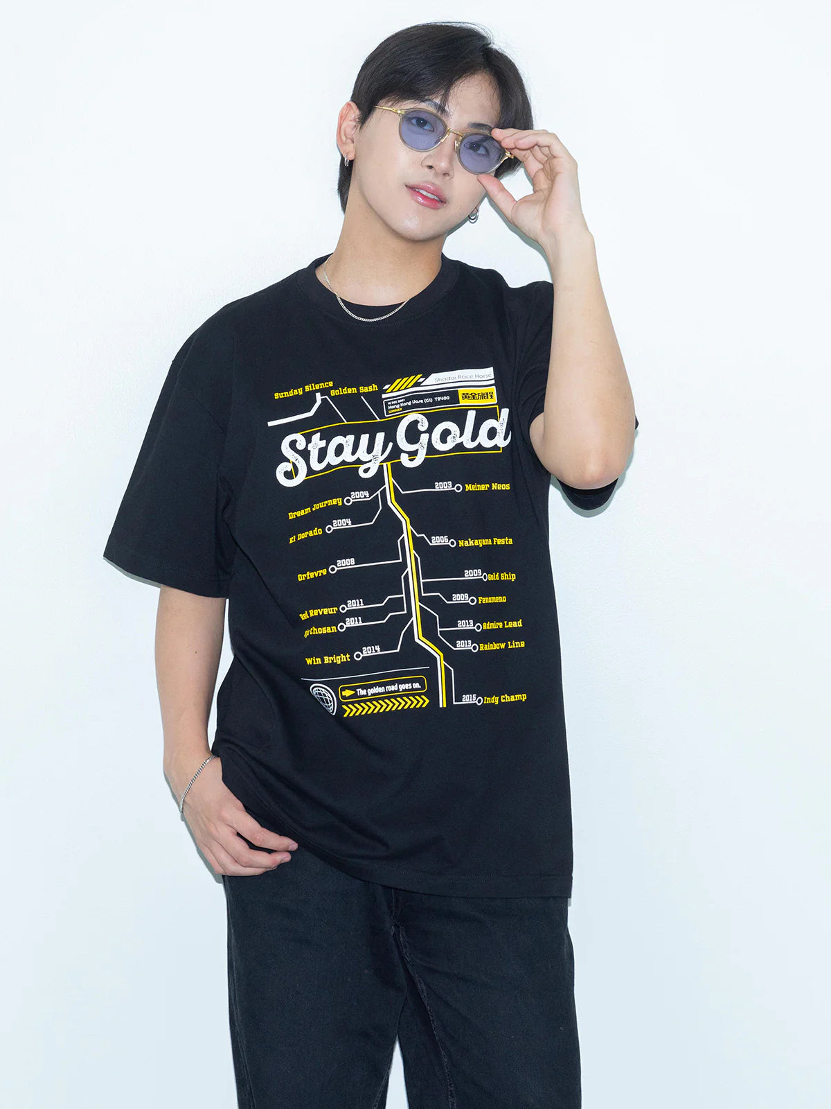 Stay Gold T-Shirt B (Black) - Brand New - Official JRA Racehorse Apparel - S/M/L/XL/XXL